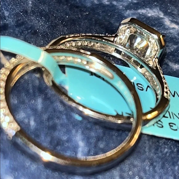 Moissanite Sterling Silver Ring Set - Picture 3 of 5